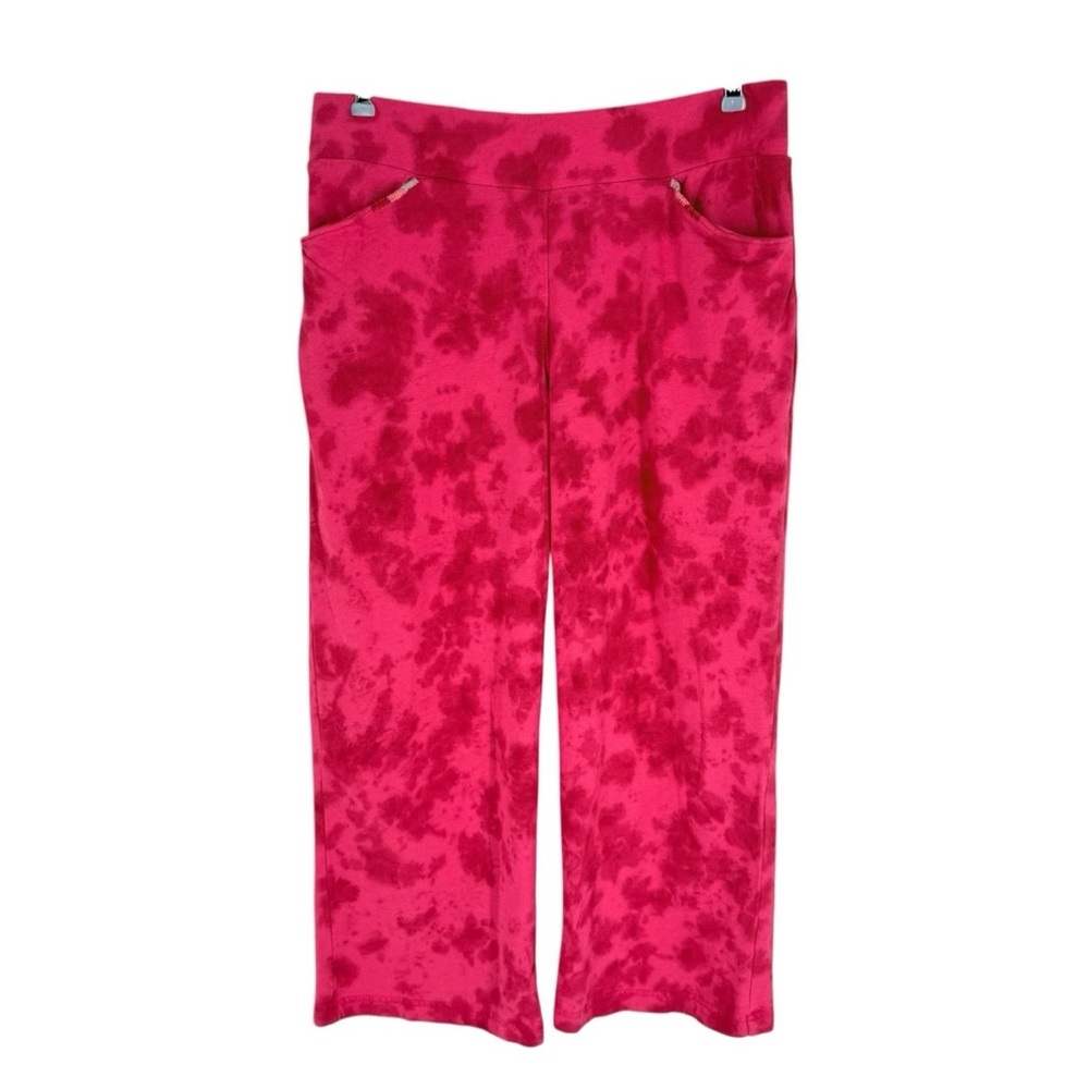 Chicos Weekends Lounge Pants Size 1 Pink Tie Dye Cropped Womens Medium